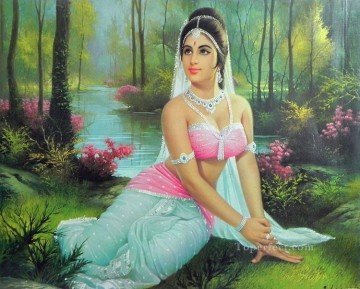 Shakuntala Waiting for Her Beloved king Indian Oil Paintings